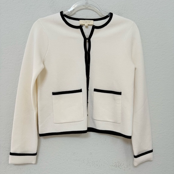 Sezane Brielle Cardigan Ecru Black Size XS - Picture 2 of 5